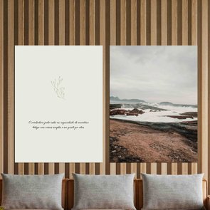 Kit 2 Placas Decorativas Frase E Paisagem Praia Estilo Japandi Kit 2 Placas Decorativas Frase E Paisagem Praia Estilo Japandi