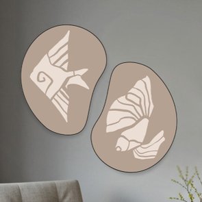 Kit 2 Quadros Orgânicos Decorativos Fósseis De Peixes Abstratos Kit 2 Quadros Orgânicos Decorativos Fósseis De Peixes Abstratos