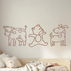 Kit 3 Apliques De Parede 3D Infantis Animais Mdf 3mm Kit 3 Apliques De Parede 3D Infantis Animais Mdf 3mm
