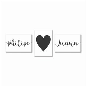 Kit 3 Placas Decorativas Personalizadas com o Nome do Casal Kit 3 Placas Decorativas Personalizadas com o Nome do Casal