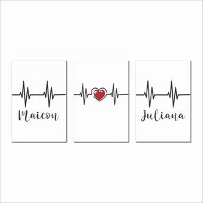 Kit 3 Placas Decorativa de Casal - Batimentos Kit 3 Placas Decorativa de Casal - Batimentos