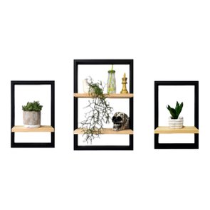 Kit 3 Prateleiras Quadro Nicho Flutuante Decorativa de Parede - 1un 40x60cm e 2un 30x45cm Kit 3 Prateleiras Quadro Nicho Flutuante Decorativa de Parede - 1un 40x60cm e 2un 30x45cm