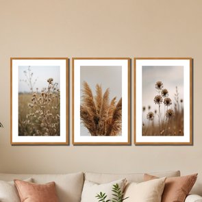 Kit 3 Quadros Decorativos Natureza Minimalista Kit 3 Quadros Decorativos Natureza Minimalista