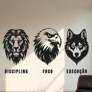 Kit 3 Quadros Pe Parede 3D Disciplina Foco Execução  Mdf 3mm Kit 3 Quadros Pe Parede 3D Disciplina Foco Execução  Mdf 3mm