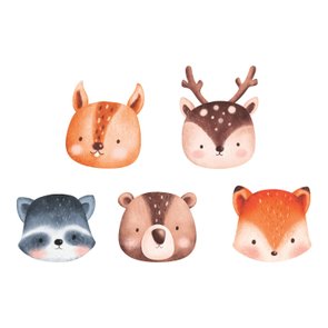 Kit Placas Decorativas para Quarto Infantil Tema Animais Fofinhos - 5 Peças Kit Placas Decorativas para Quarto Infantil Tema Animais Fofinhos - 5 Peças