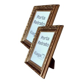 Kit 5 Porta Retratos 15x21cm de Moldura Dourada com Gravação e Acetato Mais Fundo com Suporte - 4x2,5 Kit 5 Porta Retratos 15x21cm de Moldura Dourada com Gravação e Acetato Mais Fundo com Suporte - 4x2,5