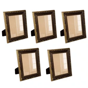 Kit 5 Porta Retratos 15x21cm de Moldura Dourada com Gravação e Vidro Mais Fundo com Suporte - 4x2,5