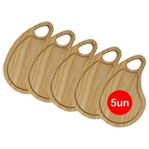 Kit 5 Tábuas para Servir Hambúrguer em Madeira de Pinus Natural Maciço - Recorte com Óleo Mineral Kit 5 Tábuas para Servir Hambúrguer em Madeira de Pinus Natural Maciço - Recorte com Óleo Mineral