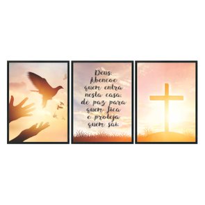 Kit de 3 Quadros Decorativos Deus Abençoe Quem Entra Nessa Casa, Dê Paz Para Quem Fica e Proteja Quem Sai Kit de 3 Quadros Decorativos Deus Abençoe Quem Entra Nessa Casa, Dê Paz Para Quem Fica e Proteja Quem Sai