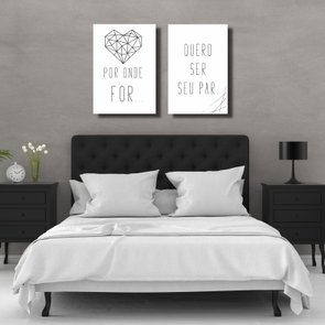 Kit de Placas Decorativas Por onde For Quero Ser Seu Par - Coração Geométrico Kit de Placas Decorativas Por onde For Quero Ser Seu Par - Coração Geométrico