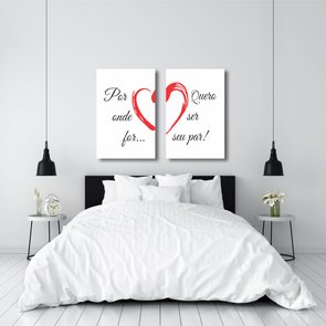 Kit de Placas Decorativas Por onde For Quero Ser Seu Par - Fundo Branco Kit de Placas Decorativas Por onde For Quero Ser Seu Par - Fundo Branco