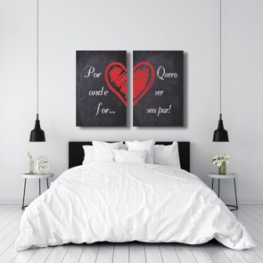 Kit de Placas Decorativas Por onde For Quero Ser Seu Par - Fundo Blackboard Kit de Placas Decorativas Por onde For Quero Ser Seu Par - Fundo Blackboard