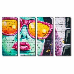 Kit de Quadros Decorativos Arte em Grafite Mulher com Óculos Kit de Quadros Decorativos Arte em Grafite Mulher com Óculos