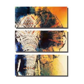 Kit de Quadros Decorativos Ilustração de Elefante Africano Kit de Quadros Decorativos Ilustração de Elefante Africano