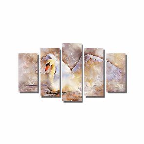 Kit de Quadros Decorativos Lindo Cisne Branco na Água Kit de Quadros Decorativos Lindo Cisne Branco na Água