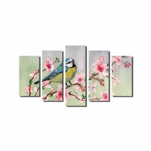 Kit de Quadros Decorativos Pássaro em Galhos de Cerejeira Kit de Quadros Decorativos Pássaro em Galhos de Cerejeira