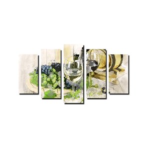 Kit de Quadros Decorativos Uvas Barril e Taças de Vinho Kit de Quadros Decorativos Uvas Barril e Taças de Vinho