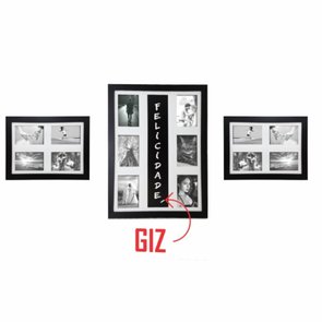 Kit Trio de Quadros Painéis de Parede para 14 fotos 10x15cm e Blackboard para Escrever com Giz Kit Trio de Quadros Painéis de Parede para 14 fotos 10x15cm e Blackboard para Escrever com Giz
