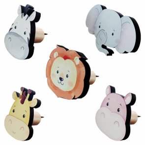 Kit Gancho Cabideiro de Parede Infantil Safari Baby Kit Gancho Cabideiro de Parede Infantil Safari Baby