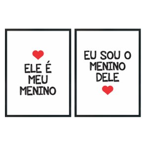 Kit Quadros Ele é Meu Menino Eu Sou o Menino Dele Branco, Vermelho Kit Quadros Ele é Meu Menino Eu Sou o Menino Dele Branco, Vermelho