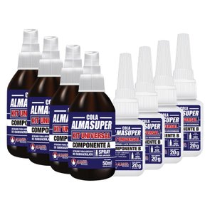 Kit Universal Almasuper Cola Preenche e Solda - Cola Instantânea Gel Mais Ativador - Caixa com 10 kits