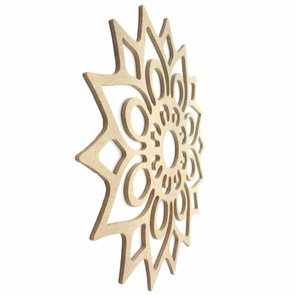 Mandala Vazada em MDF Cru 3mm Flor e Arabescos - cnc11 Mandala Vazada em MDF Cru 3mm Flor e Arabescos - cnc11