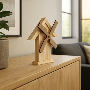 Moinho de Vento Com Telhado Em Madeira Pinus Ideal para Artesanato, DIY, Decoupage, Presente e Decoração Criativa