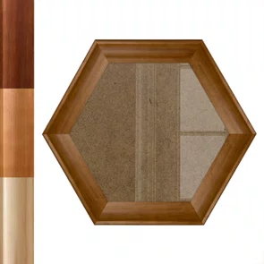 Moldura Côncava Envernizada Hexagonal para Quadros e Fotos com Fundo Mdf e Frente em Vidro - 4,4x1,9