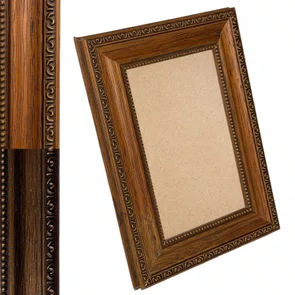 Moldura de Madeira Clássica com Detalhes Gravados para Quadros e Fotos com Fundo Mdf - 3,2x1,5