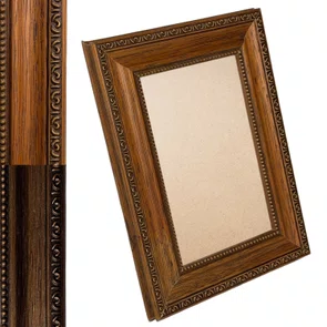 Moldura de Madeira Clássica com Detalhes Gravados para Quadros e Fotos com Fundo Mdf e Frente em PVC Antirreflexo - 3,2x1,5