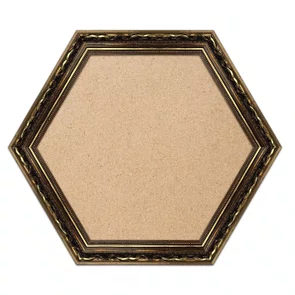 Moldura Dourada Hexagonal com Gravação para Quadros com Fundo em MDF - 4x2,5