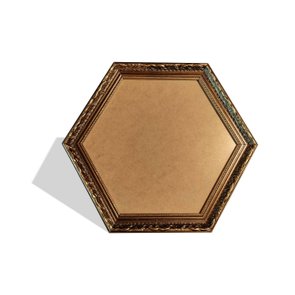 Moldura Dourada Hexagonal com Gravação para Quadros com Fundo em MDF e PVC Antirreflexo- 4x2,5 Moldura Dourada Hexagonal com Gravação para Quadros com Fundo em MDF e PVC Antirreflexo- 4x2,5