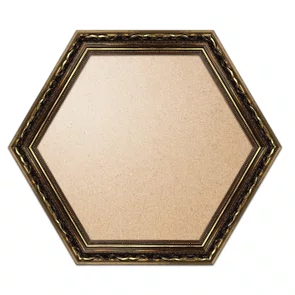 Moldura Dourada Hexagonal com Gravação para Quadros com Fundo em MDF e PVC Antirreflexo- 4x2,5