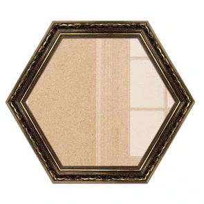 Moldura Dourada Hexagonal com Gravação para Quadros com Fundo em MDF e Vidro - 4x2,5