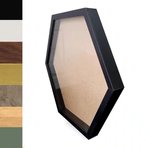 Moldura Hexagonal Caixa Alta com Vidro para Quadros Quilling e Scrapbook - Revestida - 1,5x3