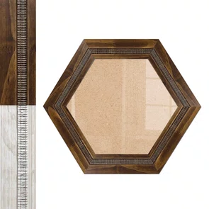 Moldura Hexagonal com Friso e Gravação de Padrão de Traços para Quadros e Fotos com Fundo Mdf e Frente em Vidro - 6,6x1,7 Moldura Hexagonal com Friso e Gravação de Padrão de Traços para Quadros e Fotos com Fundo Mdf e Frente em Vidro - 6,6x1,7