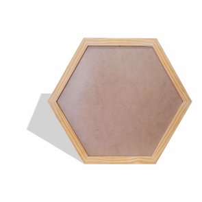 Moldura Hexagonal de Pinus Natural para Quadros com Fundo MDF e PVC Antirreflexo - 2x1 Moldura Hexagonal de Pinus Natural para Quadros com Fundo MDF e PVC Antirreflexo - 2x1