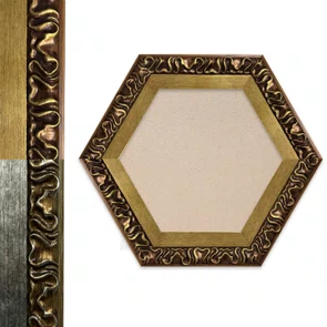 Moldura Hexagonal Efeito Escovado Fino e Gravação de Curvas Fluidas para Quadros e Fotos com Fundo Mdf e Frente em PVC Antirreflexo - 7,1x2,8 Moldura Hexagonal Efeito Escovado Fino e Gravação de Curvas Fluidas para Quadros e Fotos com Fundo Mdf e Frente em PVC Antirreflexo - 7,1x2,8