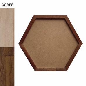 Moldura Hexagonal em Madeira Eucalipto para Quadros com Fundo MDF e PVC Antirreflexo - 2x3 Moldura Hexagonal em Madeira Eucalipto para Quadros com Fundo MDF e PVC Antirreflexo - 2x3