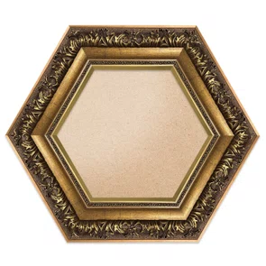 Moldura Hexagonal Estilo Renascentista com Perfil Interno Liso Chanfrado e Externo com Gravação Ornamental Efeito Metálico para Quadros e Fotos com Fundo Mdf e Frente em PVC Antirreflexo - 9,2x2,7 Moldura Hexagonal Estilo Renascentista com Perfil Interno Liso Chanfrado e Externo com Gravação Ornamental Efeito Metálico para Quadros e Fotos com Fundo Mdf e Frente em PVC Antirreflexo - 9,2x2,7