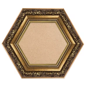 Moldura Hexagonal Estilo Renascentista com Perfil Interno Liso Chanfrado e Externo com Gravação Ornamental Efeito Metálico para Quadros e Fotos com Fundo Mdf - 9,2x2,7 Moldura Hexagonal Estilo Renascentista com Perfil Interno Liso Chanfrado e Externo com Gravação Ornamental Efeito Metálico para Quadros e Fotos com Fundo Mdf - 9,2x2,7