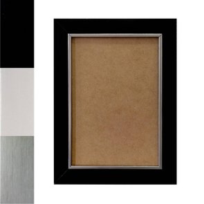 Moldura Laqueada Gesso com Filete Prata para Quadros e Fotos com Fundo MDF e PVC Antirreflexo - 3x1,5 Moldura Laqueada Gesso com Filete Prata para Quadros e Fotos com Fundo MDF e PVC Antirreflexo - 3x1,5