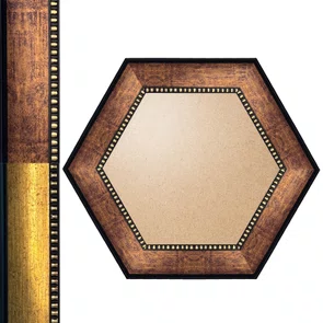 Moldura Pátina Escovada Com Bead & Reel Hexagonal para Quadros e Fotos com Fundo Mdf e Frente em PVC Antirreflexo - 6,8x1,6