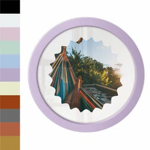 Moldura Redonda Sanduiche Colorida em MDF Laqueado com Duplo PS Transparente