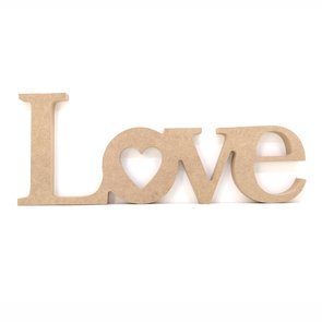 Palavra Decorativa Love 38cm em Mdf Cru 15mm - cnc30 Palavra Decorativa Love 38cm em Mdf Cru 15mm - cnc30