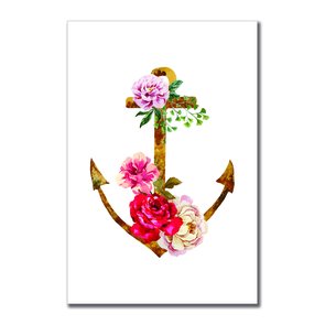 Placa Decorativa Âncora com Flores Placa Decorativa Âncora com Flores