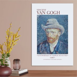 Placa Decorativa Autorretrato co Chapéu de Feltro de Van Gogh Placa Decorativa Autorretrato co Chapéu de Feltro de Van Gogh