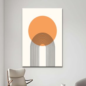 Placa Decorativa Bauhaus Círculo Laranja Com Curvas Placa Decorativa Bauhaus Círculo Laranja Com Curvas