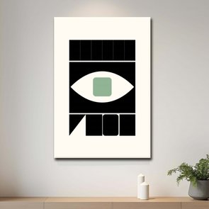 Placa Decorativa Bauhaus Formas Geométricas Com Olho Verde Placa Decorativa Bauhaus Formas Geométricas Com Olho Verde