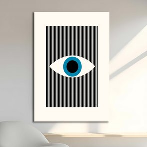 Placa Decorativa Bauhaus Olho Azul Com Linhas Placa Decorativa Bauhaus Olho Azul Com Linhas